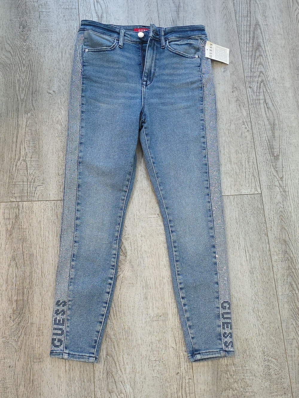 Guess Light Blue Skinny Jeans with Rhinestone Side Trim